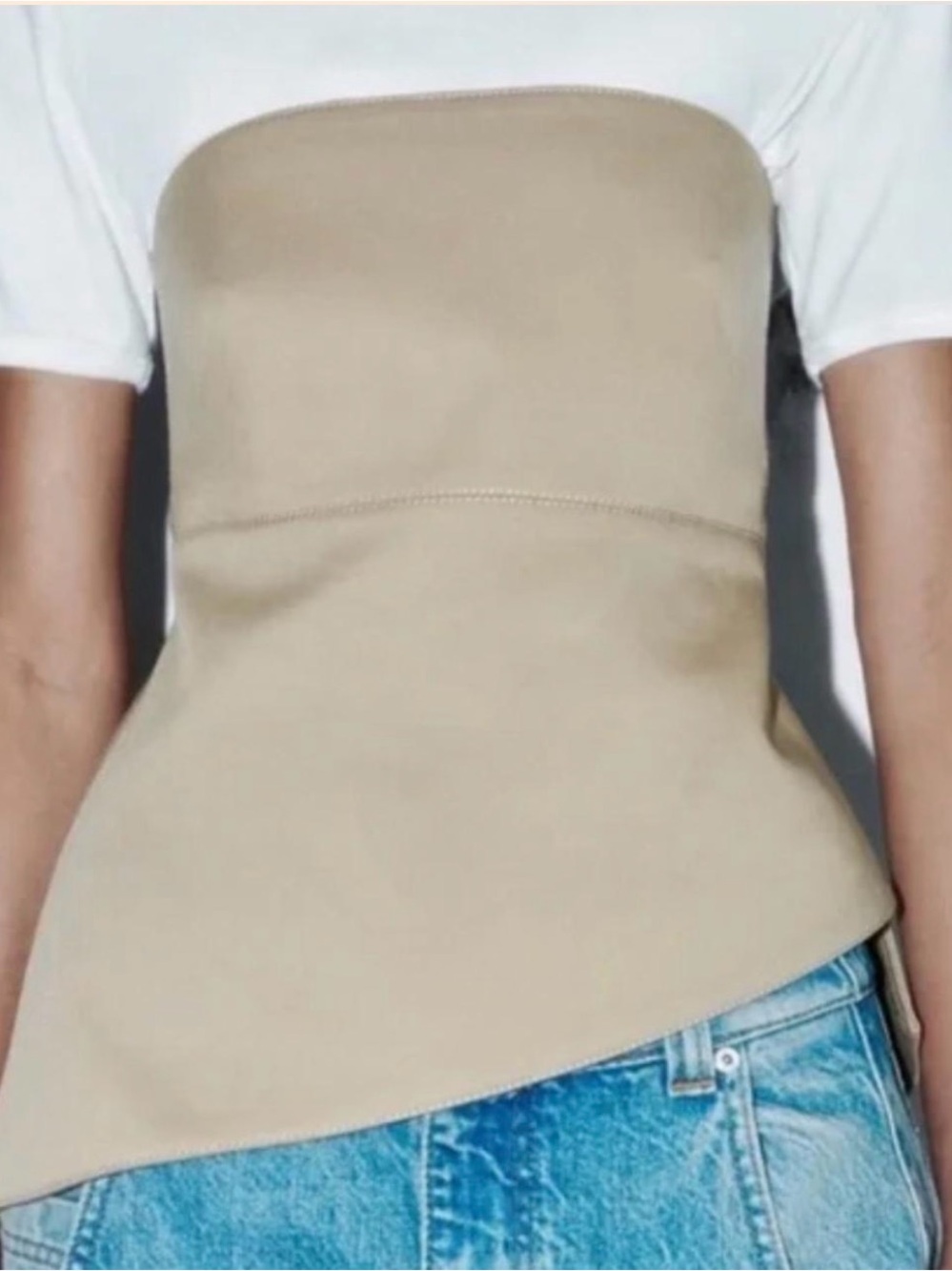 Zara Assymetric Strapless Top